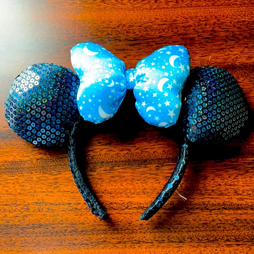 Blue Bow Sequin Mickey Ears